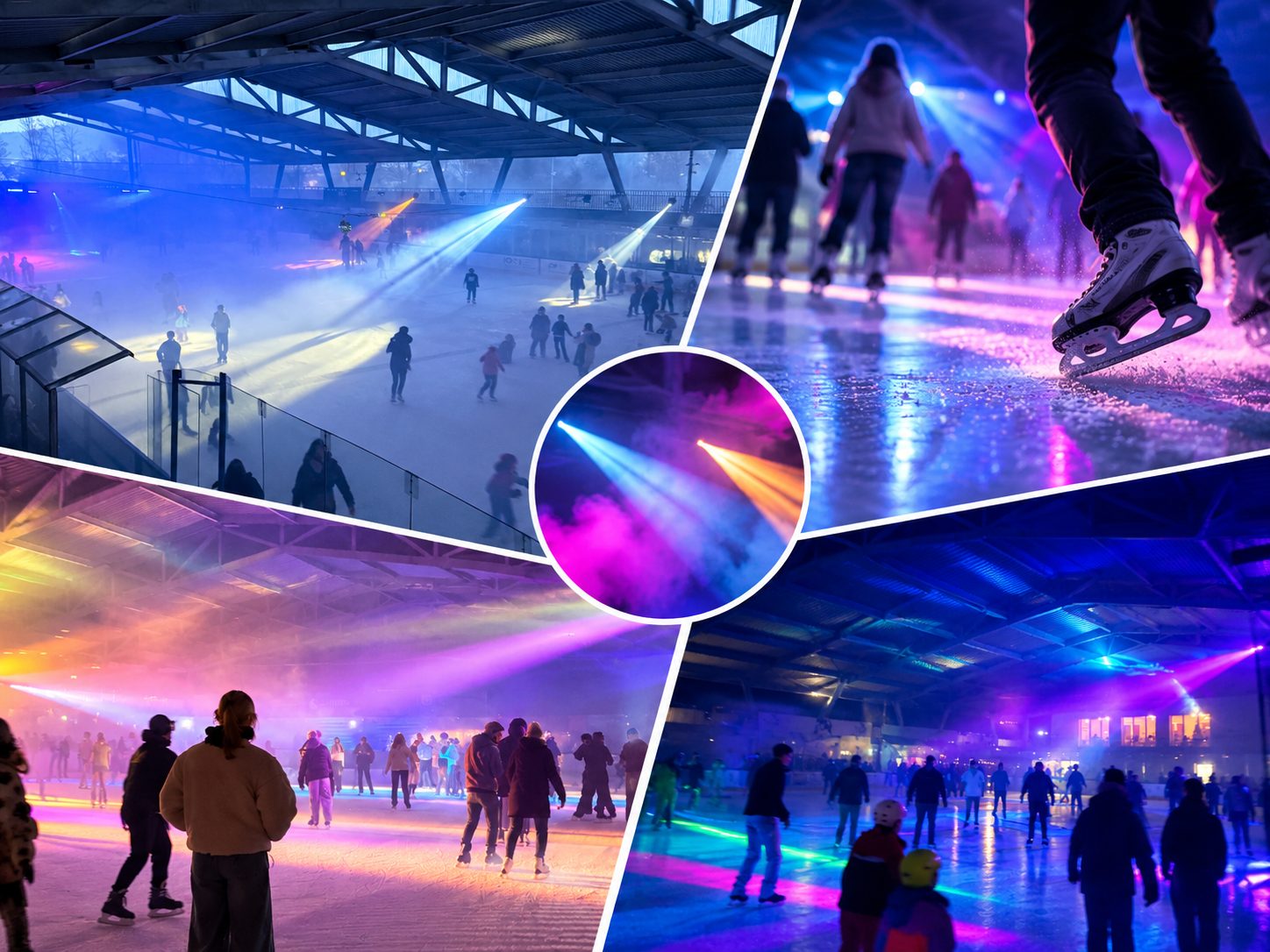 Vier Momente von der Eisdisco im Schüwo Park Wohlen